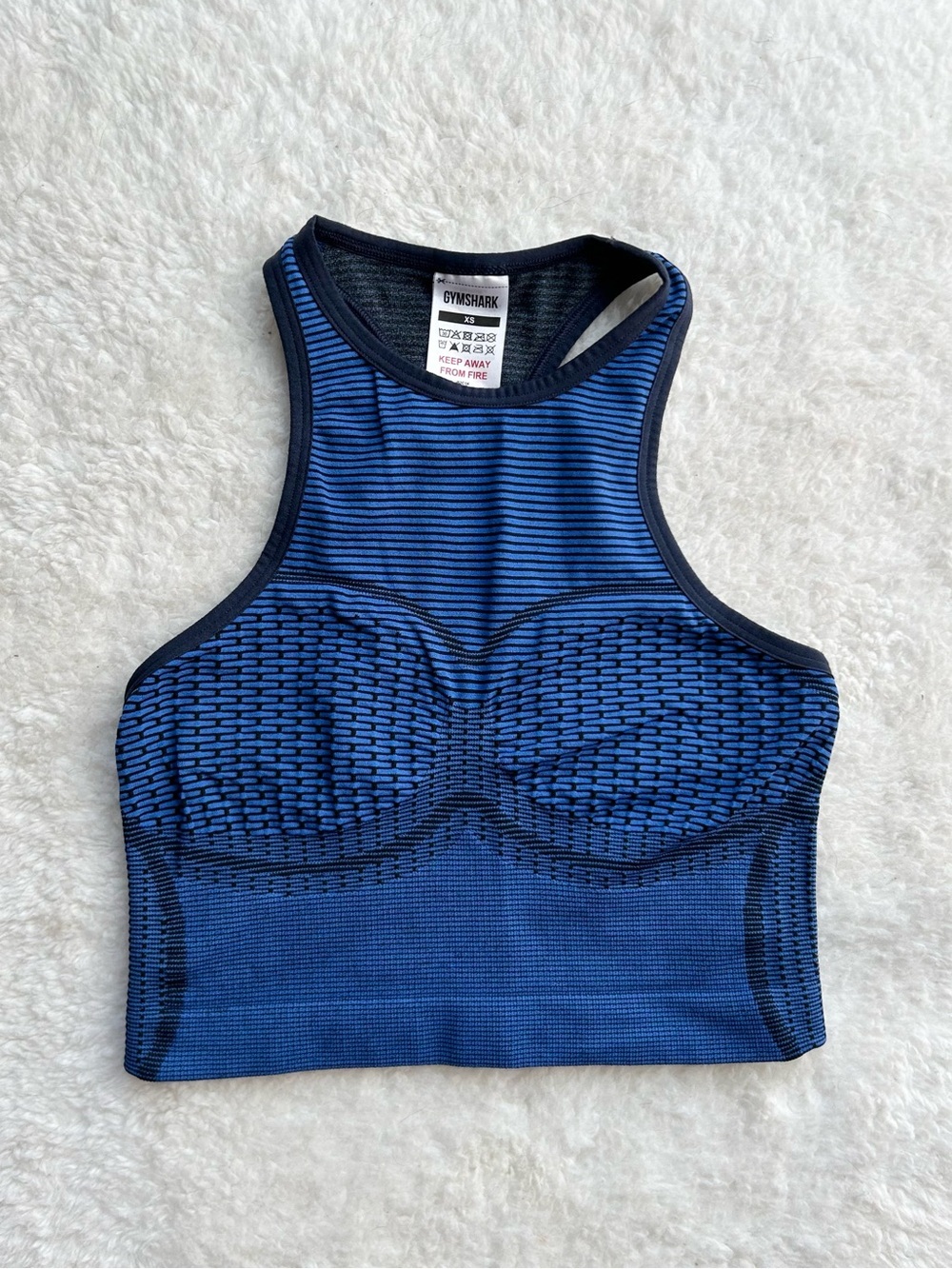 Gymshark Blue High-Neck Sculpted Seamless Sports Bra